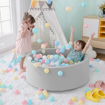 SHJADE Foam Ball Pit, 35.4"x 11.8" Ball Pits for Toddlers, Soft Round Kiddie Baby Playpen Ball Pool for Kids, Ideal Gift for Babies Indoor and Outdoor Game, Grey, (Balls not Included)