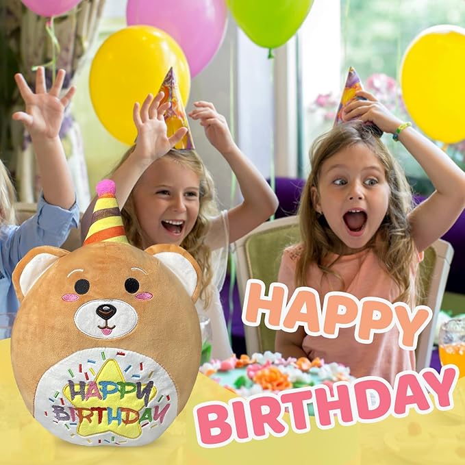 10’’ Happy Birthday Bear Plush Pillow Plush Toys for Kids Birthday Gift for Kids Toddlers