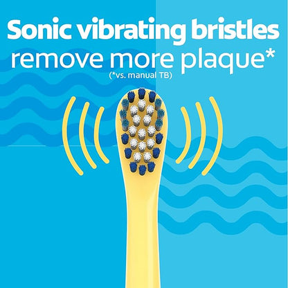 Colgate Kids Battery Powered Toothbrush, Kids Battery Toothbrush with Included AA Battery, Extra Soft Bristles, Flat-Laying Handle to Prevent Rolling, Minion Toothbrush, 1 Pack