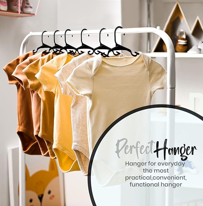 Utopia Home 20 Pack Kids Hangers - 11.5 Inch Plastic Baby Hangers for Closet - Childrens Hangers for Clothes & Infant Hangers for Closet - Ideal for Everyday Standard Use (Black)