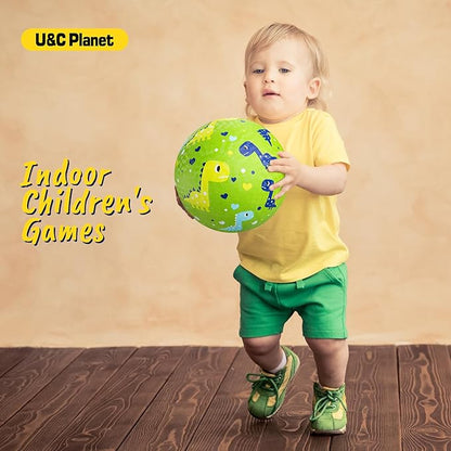 U&C Planet Playground Balls for Toddlers 1-3, 2 Pack 6 inch 8.5 inch Kickball for Kids Outdoor Indoor, Catoon Rubber Balls with Pump, Child Gift for Boys Girls 1-3 3-5 5-10