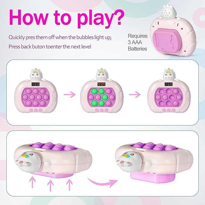 Blackma Fast Push Light Up Fidget Toys for Kids, Handheld Puzzle Game Sensory Toys, Christmas Toys Gifts for 3-12 Year Old Boys Girls (Unicorn)