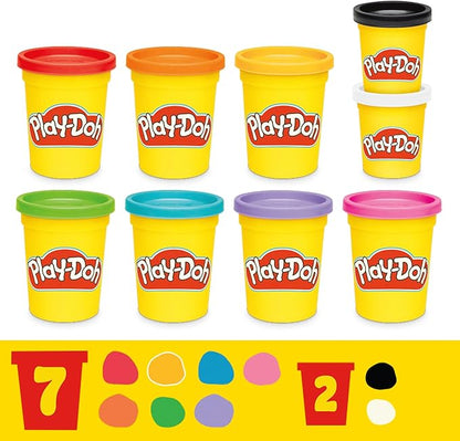 Play-Doh 9 Pack Favorite Color Set, Assorted Colors, 2 & 4 Ounce Modeling Compound Cans, Kids Arts & Crafts, Preschool Toys for 2 Year Old Girls & Boys & Up (Amazon Exclusive)