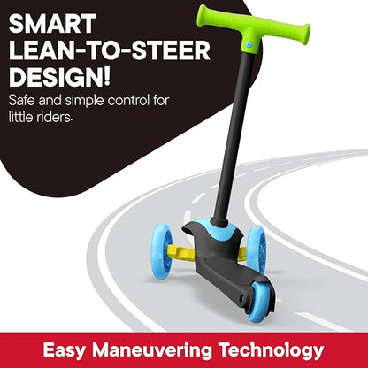3 Wheel Scooter for Kids, Smooth Light Up LED Front Wheels, Wide Anti Slip Deck, Rear Foot Brake, Easy Lean to Steer Maneuvering, Indoor & Outdoor Ride On Toys for Ages 2 Up,