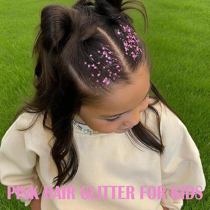 Pink Hair Glitter Stick,Cheer Body Face Glitter,Waterproof Singer Concert Music Festival Pink Out Accessories for Spirit Week,Halloween Shimmer Holographic Body Paint
