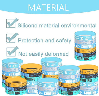 48PCS Surfs Up Party Rubber Bracelets, Summer Surf Themed Birthday Party Supplies Decorations Surf's Up Gifts Prize Goodie Bag Favors Surfing Silicone Wristbands