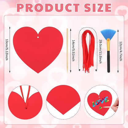 Liliful 60 Set Valentine's Day Craft for Kids Classroom Art Paper Scratch Off Valentine Cards Red Heart Shaped Magic Scratch Valentines Crafts for Kids Preschool