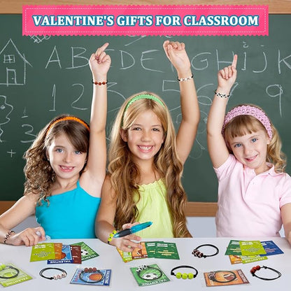 Sports Bracelet Valentines Day Gifts for Kids School Classroom,30 Pack Adjustable Bracelets w/ Cards for Toddler Boy Girl,Valentine Non Candy Treats Party Favor Goodie Bag Stuffers Prizes for Class