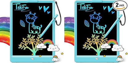 TEKFUN LCD Writing Tablet for Kids, 10-inch Coloring Drawing Pad, Mess Free Doodle Board, Christmas Gifts for Boys and Toddlers, Toys for 3 4 5 6 7 8 Year Old Girls(Blue) (Pack of 2)