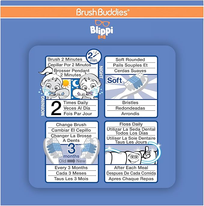 Brush Buddies Blippi Kids Toothbrushes, Manual Toothbrushes for Kids, Toothbrush for Toddlers 2-4 Years, Blippi Childrens Toothbrush, Soft Toothbrushes, 3 Count