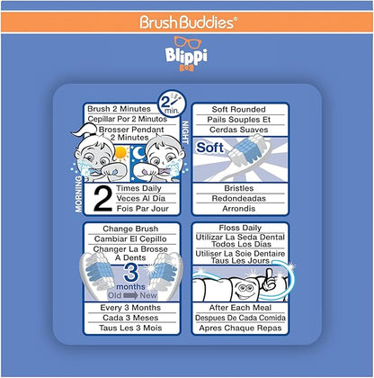 Brush Buddies Blippi Kids Toothbrushes, Manual Toothbrushes for Kids, Toothbrush for Toddlers 2-4 Years, Blippi Childrens Toothbrush, Soft Toothbrushes, 3 Count