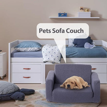 Tiita Kids Sofa, 2-in-1 Kids Sofa Chair, Convertible Children Couch to Lounger, Flip Out Kids Sofa Chair, Toddler Armrest Chair Bed, Folding Kids Play Sofa for Girl or Boy(Navy Blue)