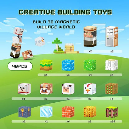 Magnetic Blocks, Magnetic Building Blocks for Kids Toys, Creative Preschool Sensory Autism Magnet Toys for Ages 3-5 5-7 8-13,Christmas Birthday for 3+ Years Old Girls & Boys