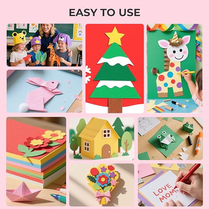 3 otters 235Sheets 8.27" x 11.7" Construction Paper Assorted Colors, 12 Colored Cardstock Printer Paper, for Printing, DIY Crafts, Party Decorations, Teacher Kids Classroom Must Have, 40 lb/150 GSM