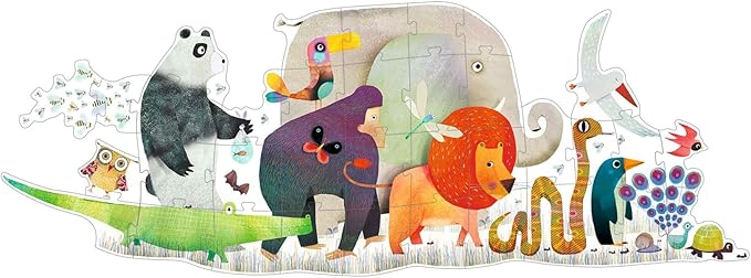 DJECO Giant Floor Animal Parade (36 Pieces) - Storytelling Puzzle Art for Kids - Fun & Challenging Activity for Friends & Family - Educational Jigsaw Toy for Children 4+ Years Girls & Boys