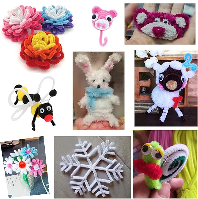 TOAOB 100pcs Pipe Cleaners White Pipe Cleaners Chenille Stems 6mm x 12 Inch Fuzzy Sticks Crafts Supplies for DIY Art Crafts Decorations