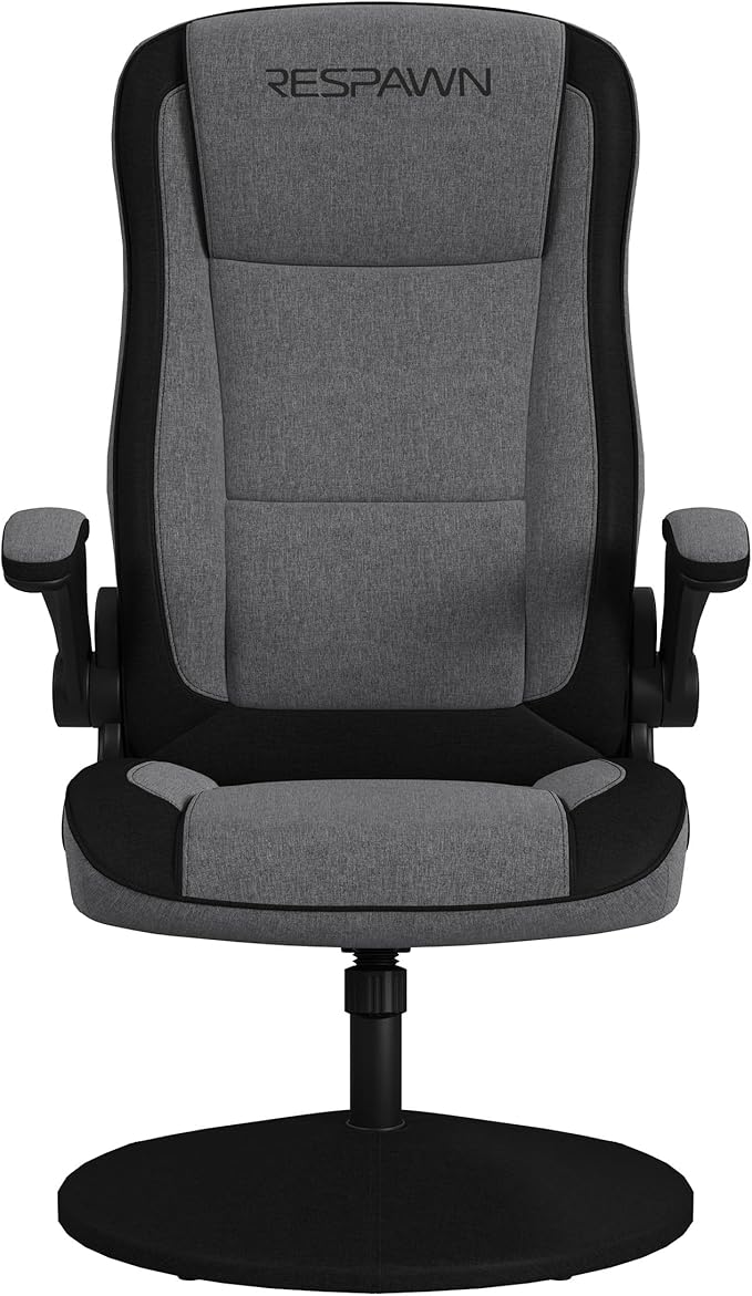 RESPAWN 800 Gaming Chair Floor, Swivel Rocker Gaming Chair, High Back Ergonomic Floor Gaming Chair for Kids and Adults, Gaming Recliner, Floor Rocker Chair with Armrests - Grey Fabric