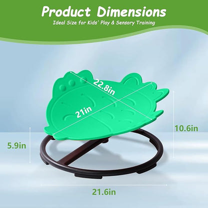 Kids Sensory Swivel Chair - Fish Spinning Chair Seat for Balance, Coordination - Sensory Therapy Stool for Kids with Autism & ADHD - Active Indoor Play Chair for Home & Classroom (Green)