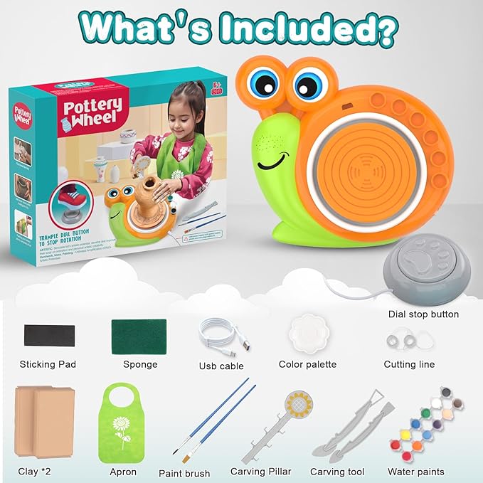 Pottery Wheel for Kids, Birthday Christmas Gifts Toys for Boy Girls Age 6 7 8 9 10 11 12