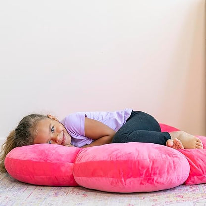 ECR4Kids SoftZone Flower Floor Pillow, Seating Cushion, Bright Pink