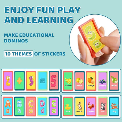 200 PCS Domino Train Toy Set with Stickers, Dominos Train for Kids Boys Girls, Electric Dominoes Machine Train Toy Set, Birthday Easter Gifts for Kids Ages 4-6-8 Games Family Games Dominoes