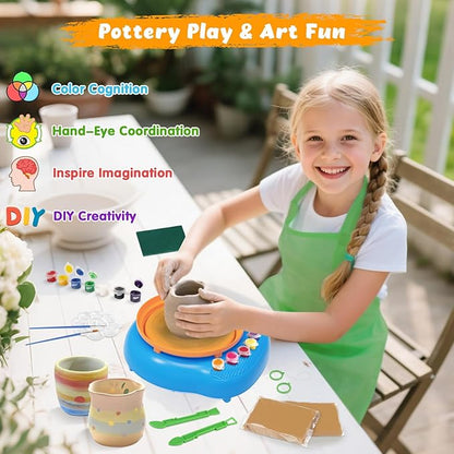 TingingYuli Pottery Wheel for Kids with Clay Kit - Arts and Crafts for Kids Ages 6-8 8-12, Complete Pottery Kit with Air Dry Clay and Painting Tools, Easter Christmas Birthday Gift for Boys Girls