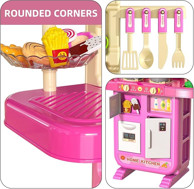 TEMI Pretend Food Kitchen Toys for Girls Age 3 4 5 6 7 8 - Toy Kitchen Accessories Food Toy for 3 4 5 6 Years Old Girls, Play Kitchen Accessories Cutting Food Toy, Pretend Play for Boys, Girls