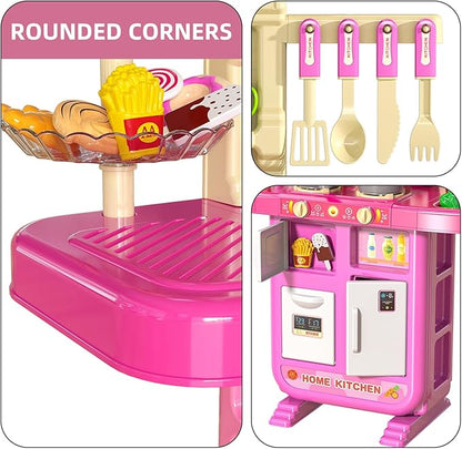 TEMI Pretend Food Kitchen Toys for Girls Age 3 4 5 6 7 8 - Toy Kitchen Accessories Food Toy for 3 4 5 6 Years Old Girls, Play Kitchen Accessories Cutting Food Toy, Pretend Play for Boys, Girls