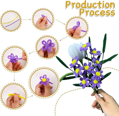 100Pcs Pipe Cleaners, Pipe Cleaners Craft, Creative Craft Pipe Cleaners for Flower Making, Chenille Stems Crafting Pipe Cleaners Flowers, Craft Supplies for Home Festivals DIY/Yellow