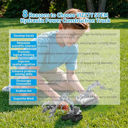 Building Block Assembly,STEM Toys for Boys Age 8-12,Hydraulic Power Grab Machine Science Experiment Set for Kids - with Powerful Learning Experience,Best Educational Toy