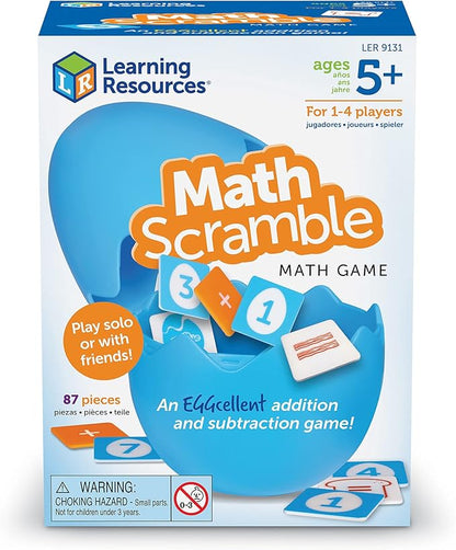 Learning Resources Math Scramble Game,Educational Games for Kids, Math Games for Kids, Early Math Skills, Addition and Subtraction Games, 87 pieces, Ages 5+