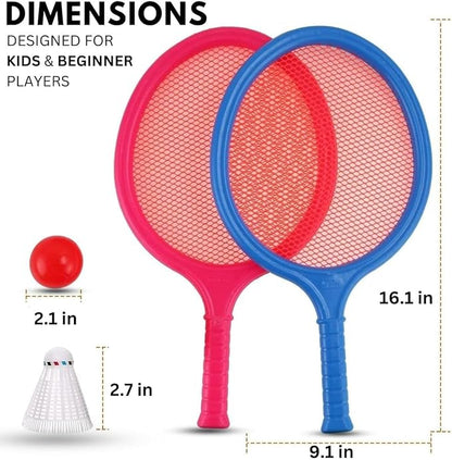 Badminton Racket Set for Kids, Toddlers with 2 Paddles, Ball and Birdie - Junior Kindergarten Student Outdoor Sports Tennis Racquet Play Game Beach Toys