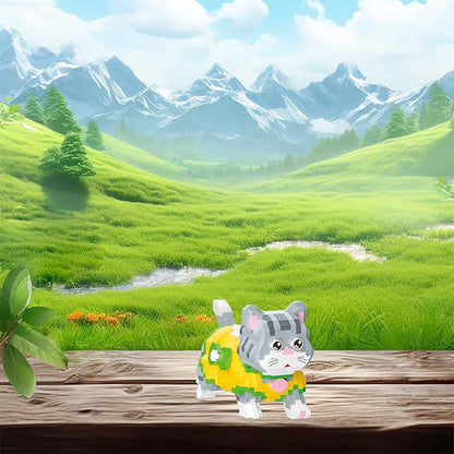 Cute Animal Building Blocks, Pet Micro Mini Building Blocks for Adults and Kids Age 6+ Gift Toy 835 Pcs (Yellow Cat)