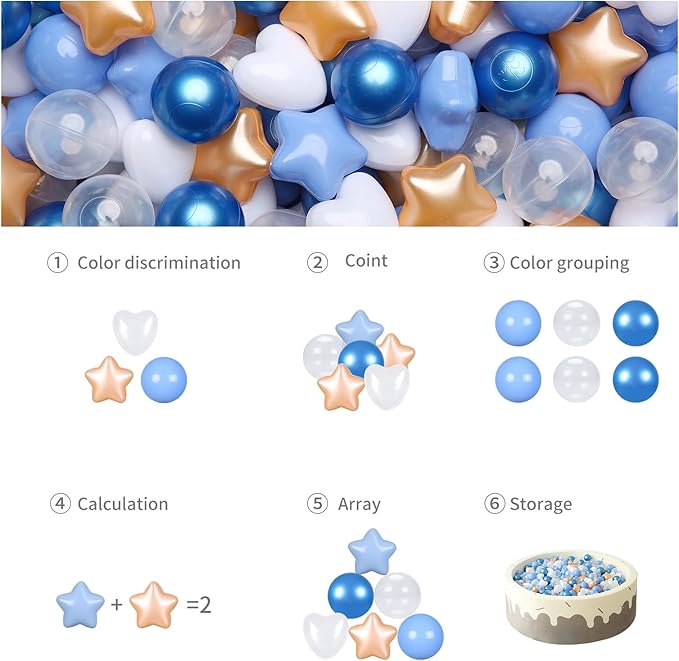 GOGOSO Shape Ball Pits Balls, Star Heart Plastic Play Balls for Toddlers Kids Children, DIY Giant Friendship Bracelet Banner