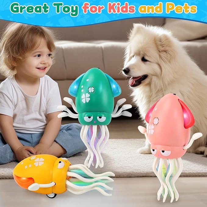 LZZAPJ Electric Dancing Octopus Light Music Suitable for 12-18 Months Old Baby Toys, Kid Crawling Squid Toys Suitable for Toddler Tummy Time, Birthday for 1 2 3 4 5 6 Year Old Boy (Green)