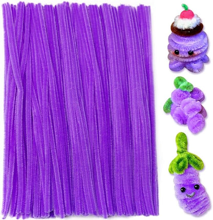 Praisebank Purple Pipe Cleaners for Crafts, 200pcs, Chenille Stems for DIY Projecets, Arts & Crafts Supplies for Festival Party Decorations