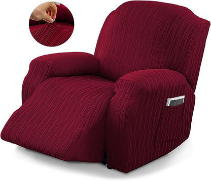 Recliner Cover Stretch Soft Couch Cover for Dogs, Sofa Slipcover for Recliner Couch Leakproof Furniture Protector for Kids, Pets (Wine)
