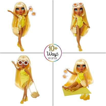 Rainbow High Swim & Style Sunny - Yellow 11" Blonde Fashion Doll with Shimmery Wrap to Style 10+ Ways, Swimsuit, Sandals, Fun Play Accessories, Great Toy Gift for Girls Ages 4-12 Years