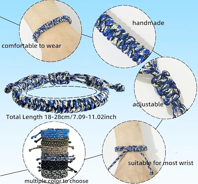 12 pcs Braided Friendship Bracelets for Teen Boys Woven Paracord Bracelets Set Valentines Exchange Gifts Easter Basket Fillers for Teen Teenager Birthday Christmas Party Favors