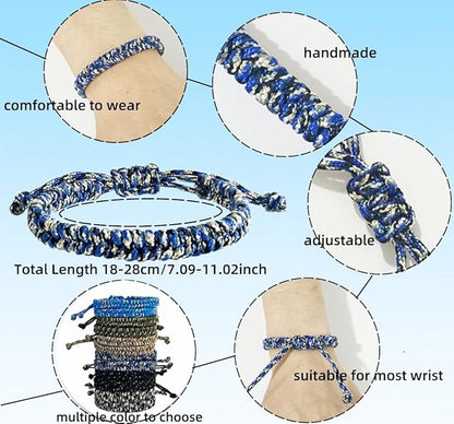 12 pcs Braided Friendship Bracelets for Teen Boys Woven Paracord Bracelets Set Valentines Exchange Gifts Easter Basket Fillers for Teen Teenager Birthday Christmas Party Favors