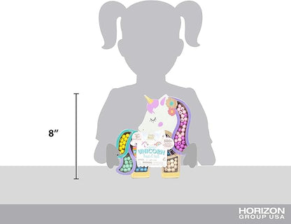 Story Magic Unicorn Bead Set by Horizon Group USA, Create Your Own Magical Beaded Jewelry, Includes Over 100 Natural Wooden Beads Large Hole, 5 Pre-Cut Elastic Cords with Shoelace Ends, Storage Case