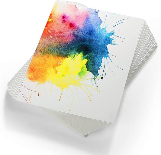 TaoBary 300 Pcs Watercolor Paper Sheet Bulk White Cold Press Paper Pack 110 lb 230 GSM Sketch Painting Watercolor Pad for Watercolorist Beginning Artists Adults Drawing Craft(8 x 12 Inch)