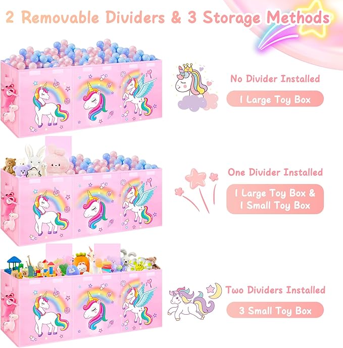 Mabahoo Extra Large Toy Chest, Collapsible Sturdy Toy Storage Organizer with Lids, 40"X14"X16" Large Kids Toybox Storage Bins Baskets for Girls, Boys, Nursery, Playroom, Pink