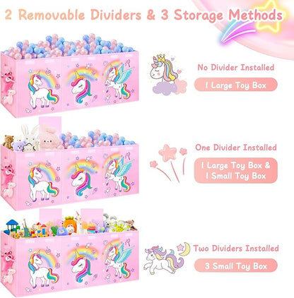 Mabahoo Extra Large Toy Chest, Collapsible Sturdy Toy Storage Organizer with Lids, 40"X14"X16" Large Kids Toybox Storage Bins Baskets for Girls, Boys, Nursery, Playroom, Pink