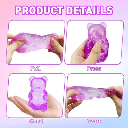 Stress Bear Taba Squishy Balls, Bear Toy Taba Squishy Toys for Kids Stress Relief Squeeze Balls for Valentines Day Gifts Birthday Gifts Party Favors-Purple