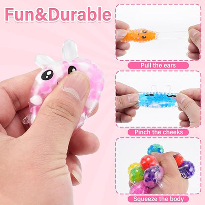Easter Egg Fillers, 12 Pcs Mini Bunny Squishy Toys, Easter Basket Stuffers Essentials Egg Basket Fillers Gifts for Teens Adults, Bunny Stress Ball Party Favors