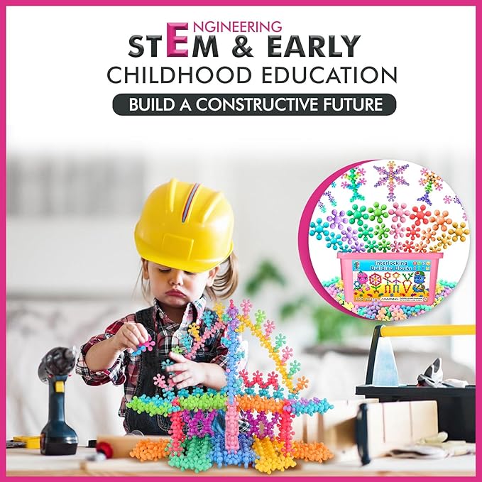 Curious 2 Learn Pastel Colors Building Blocks 300ct - Kids STEM Toys Educational Building Toys- Discs Sets Interlocking, Solid Plastic for Preschool Kids Boys and Girls Aged 3+, Creativity Kids Toys