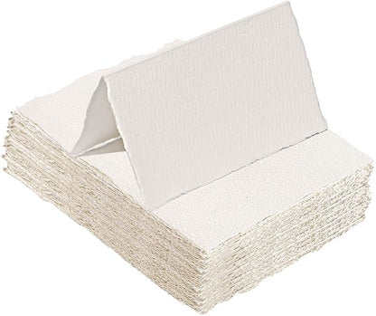 25 Sheets Watercolor Paper 3.5 x 2, 300 GSM Deckled Edge Paper Rough/Textured Handmade Paper for Watercolors, Wedding Invitations, Cards, Crafts