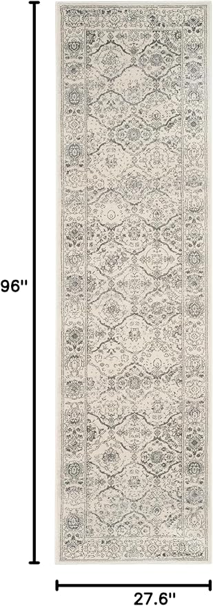 SAFAVIEH Carnegie Collection Runner Rug - 2'3" x 8', Cream & Dark Grey, Vintage Distressed Design, Non-Shedding & Easy Care, Ideal for High Traffic Areas in Living Room, Bedroom (CNG691K)