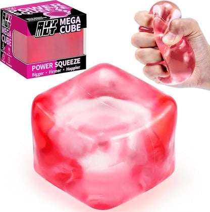 Premium MEGA Cube – Extra Large Ultra-Firm Gel Squishy Fidget Toy | Stress Balls for Adults with Non-Sticky, Odor-Free Shell & Reinforced Dual Leak-Proof Seals for Heavy-Duty Use | 1-Pack Pink